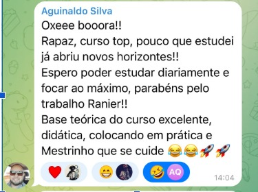 Depoimento de aluno do Forró em Harmonia no grupo do Telegram